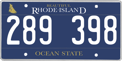 RI license plate 289398