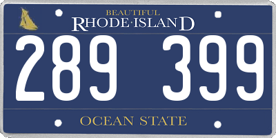 RI license plate 289399