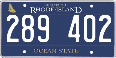 RI license plate 289402