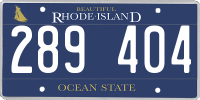 RI license plate 289404