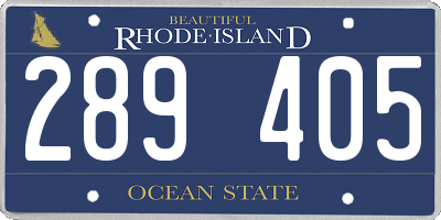 RI license plate 289405