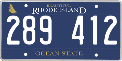RI license plate 289412