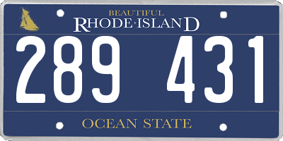 RI license plate 289431
