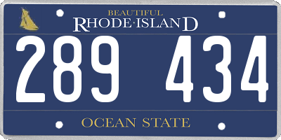 RI license plate 289434