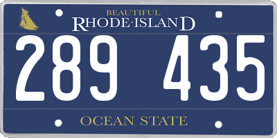 RI license plate 289435