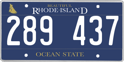 RI license plate 289437