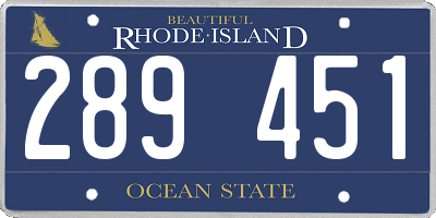 RI license plate 289451