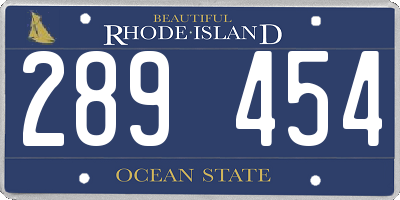 RI license plate 289454
