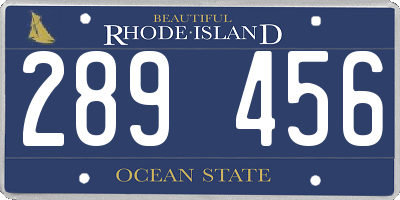 RI license plate 289456