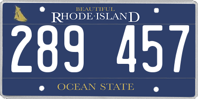 RI license plate 289457