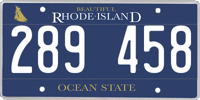 RI license plate 289458