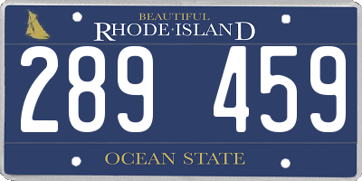 RI license plate 289459