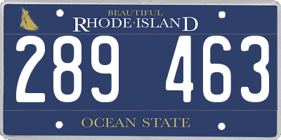 RI license plate 289463