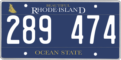 RI license plate 289474