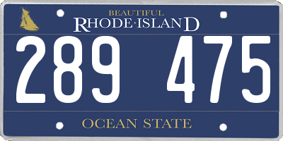 RI license plate 289475