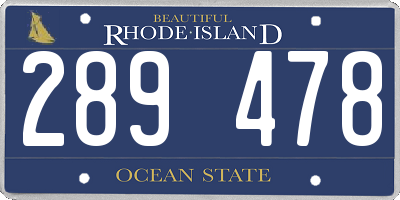 RI license plate 289478