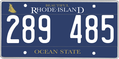 RI license plate 289485