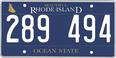 RI license plate 289494
