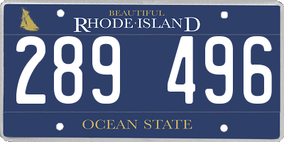 RI license plate 289496