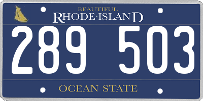 RI license plate 289503
