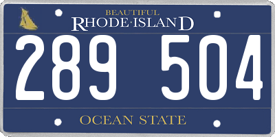 RI license plate 289504