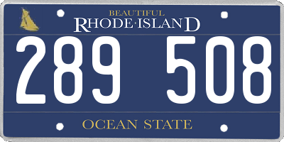 RI license plate 289508