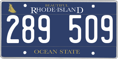 RI license plate 289509