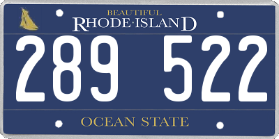 RI license plate 289522