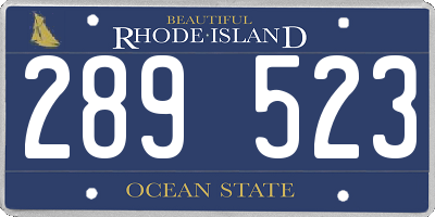 RI license plate 289523