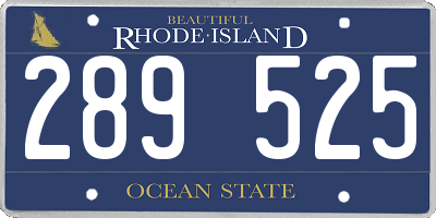 RI license plate 289525
