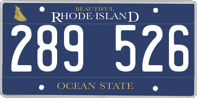RI license plate 289526