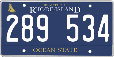RI license plate 289534