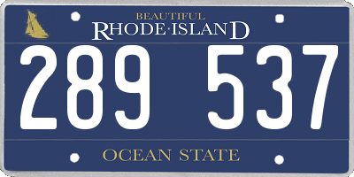 RI license plate 289537