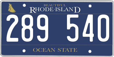 RI license plate 289540