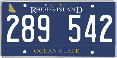 RI license plate 289542