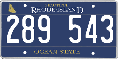 RI license plate 289543