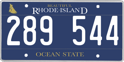 RI license plate 289544