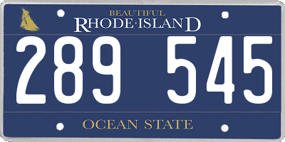 RI license plate 289545