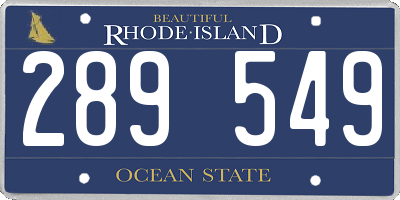RI license plate 289549