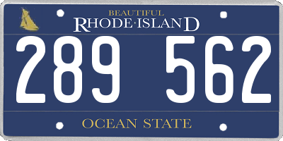 RI license plate 289562