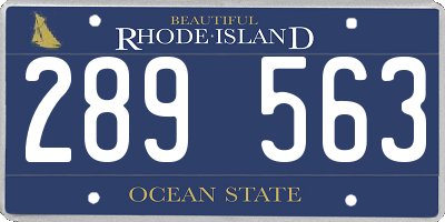 RI license plate 289563