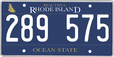 RI license plate 289575
