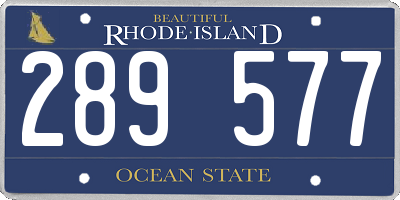 RI license plate 289577