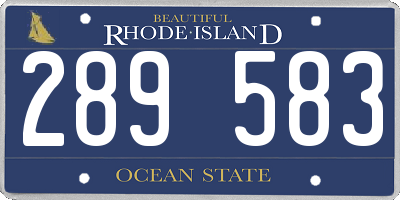 RI license plate 289583