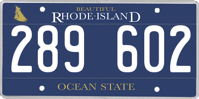 RI license plate 289602