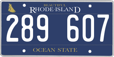 RI license plate 289607