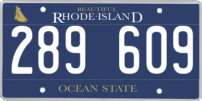 RI license plate 289609