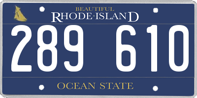 RI license plate 289610