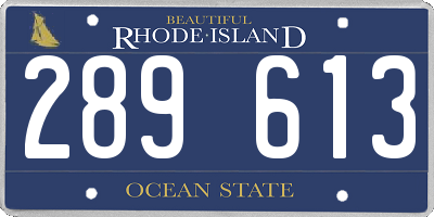RI license plate 289613
