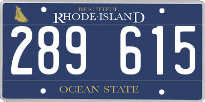 RI license plate 289615